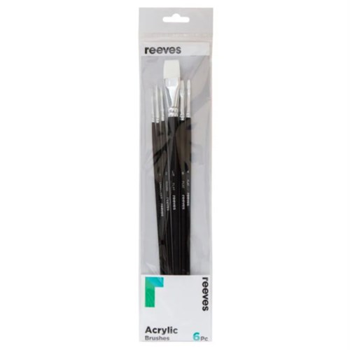 REEVES ACRYLIC BRUSHES Long Handle set of 6